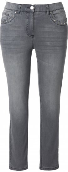 Ulla Popken Rivet Studded Stretch Fit Jeans Grey Denim - Jeans & Broeken in Grote Maten – Plus Size - 