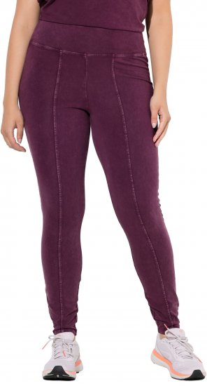 Ulla Popken Acid Wash Decorative Seam Leggings Purple - Jeans & Broeken in Grote Maten – Plus Size - 