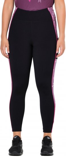 Ulla Popken Quick Drying Botanical Print Sport Leggings Black - Jeans & Broeken in Grote Maten – Plus Size - 