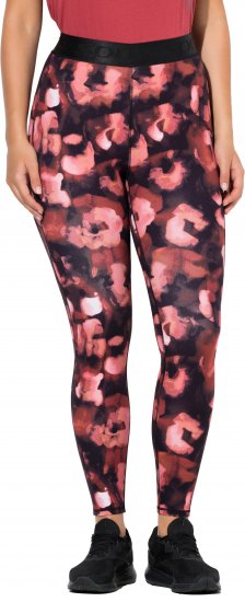 Ulla Popken Abstract Flower Print Performance Leggings Red - Jeans & Broeken in Grote Maten – Plus Size - 