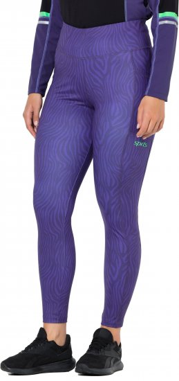 Ulla Popken Neon Zebra Print Performance Leggings Purple - Jeans & Broeken in Grote Maten – Plus Size - 