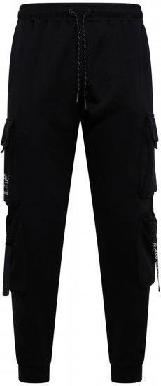 Kam Jeans 244 Raw Denim Cargo PKT Jog Pants Black - Jeans & broeken - Jeans & Broeken Grote Maten Heren