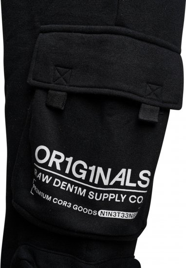 Kam Jeans 244 Raw Denim Cargo PKT Jog Pants Black - Jeans & broeken - Jeans & Broeken Grote Maten Heren