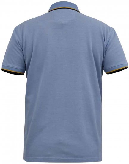 D555 Talbot Pique with Jacquard Collar Polo Shirt Blue - Polo shirts - Grote Maten Poloshirts Heren
