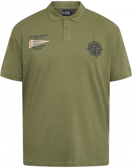 North Latitude 61129 Piqué Poloshirt met Borstborduursel Olijfgroen - Polo shirts - Grote Maten Poloshirts Heren