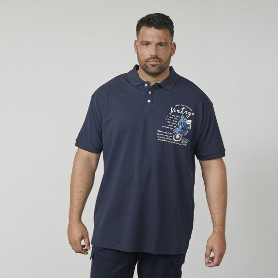 North Latitude 61130 Piqué Poloshirt met Borstprint Marineblauw - Polo shirts - Grote Maten Poloshirts Heren