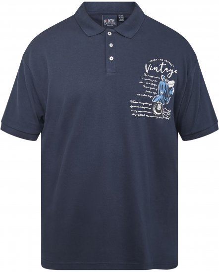 North Latitude 61130 Piqué Poloshirt met Borstprint Marineblauw - Polo shirts - Grote Maten Poloshirts Heren