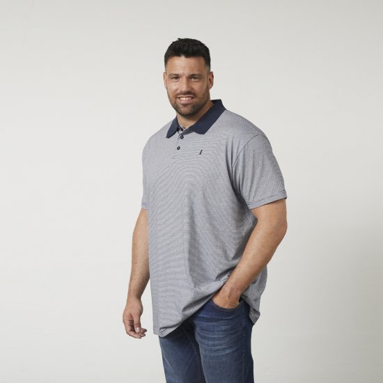 North Latitude 61136 Gestreept Garen-Geverfd Poloshirt Marineblauw - Polo shirts - Grote Maten Poloshirts Heren