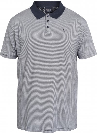 North Latitude 61136 Gestreept Garen-Geverfd Poloshirt Marineblauw - Polo shirts - Grote Maten Poloshirts Heren