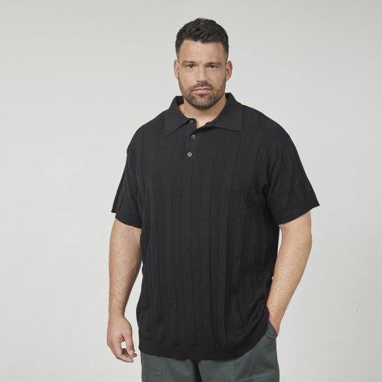 North Latitude 61329 Gebreide Polo Korte Mouw Zwart - Polo shirts - Grote Maten Poloshirts Heren