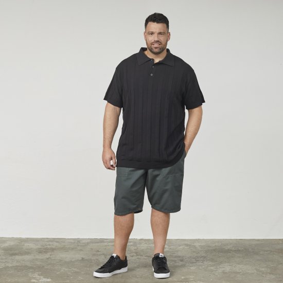 North Latitude 61329 Gebreide Polo Korte Mouw Zwart - Polo shirts - Grote Maten Poloshirts Heren