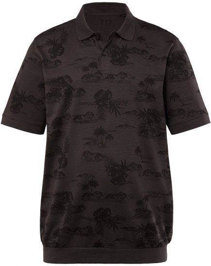 JP1880 Pique with All-over Print Polo Shirt TALL Black - TALL polo's - 