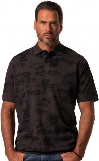 JP1880 Pique with All-over Print Polo Shirt TALL Black - TALL polo's - 