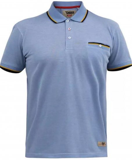 D555 Talbot Pique with Jacquard Collar Polo Shirt Blue - Polo shirts - Grote Maten Poloshirts Heren