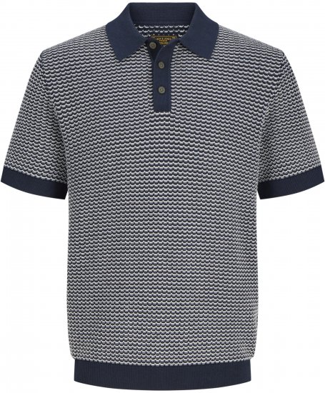 Jack & Jones Blukingsley Knitted Short Sleeve Polo Navy - Hemden - Overhemden Grote Maten Heren