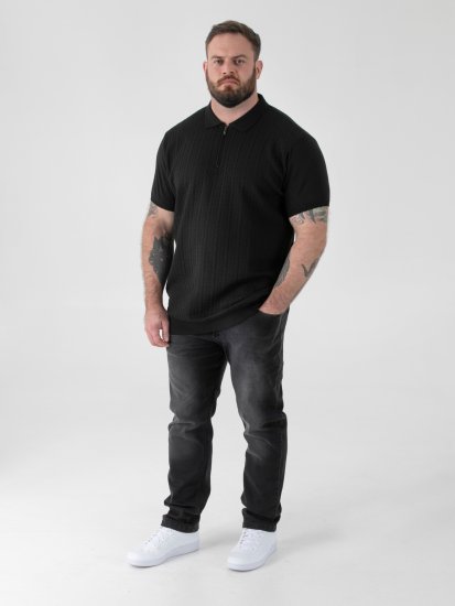 D555 Kennedy Cable Knitted Polo Black - Polo shirts - Grote Maten Poloshirts Heren