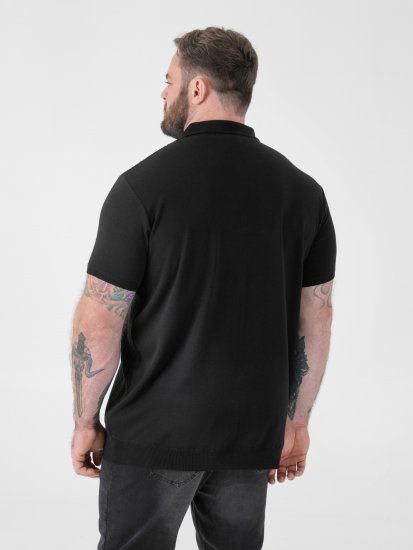 D555 Kennedy Cable Knitted Polo Black - Polo shirts - Grote Maten Poloshirts Heren
