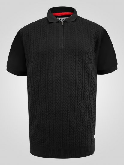 D555 Kennedy Cable Knitted Polo Black - Polo shirts - Grote Maten Poloshirts Heren