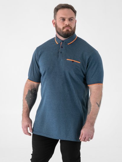 D555 Harvey Pique with Jacquard Collar & Cuffs Polo Teal - Polo shirts - Grote Maten Poloshirts Heren