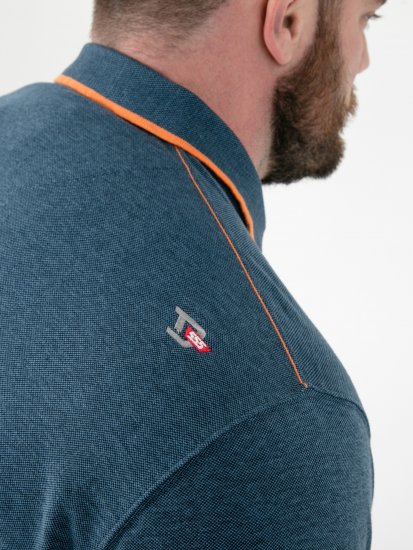D555 Harvey Pique with Jacquard Collar & Cuffs Polo Teal - Polo shirts - Grote Maten Poloshirts Heren