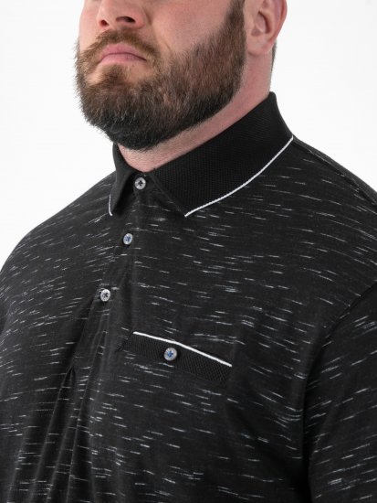 D555 Murphy Jacquard Collar And Cuff With Chest Pocket Polo Black - Polo shirts - Grote Maten Poloshirts Heren
