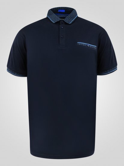 D555 Barret Interlock Jacquard Collar & Cuffs Polo Navy - Polo shirts - Grote Maten Poloshirts Heren