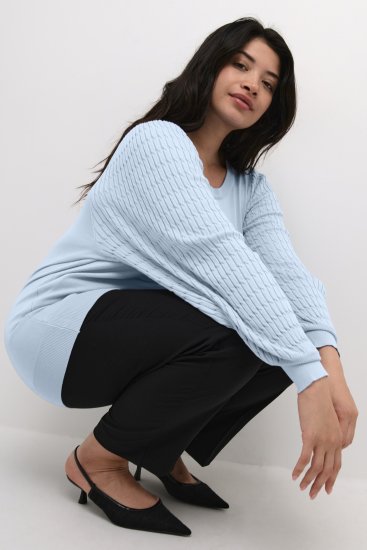 Kaffe Curve Lini Knit Trui Celestial Blue - Sweaters & hoodies - 
