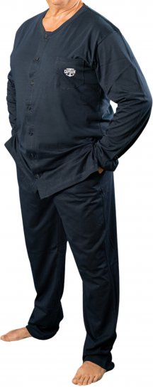 20 Nodi Tramontana Long Pajamas with Buttons Pockets and Side Slits - Ondergoed & zwem - Grote Maten Ondergoed Heren
