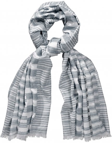 Ulla Popken Striped Statement Scarf Grey - Accessoires - 