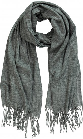 Ulla Popken Fringed Scarf Graphite Grey - Accessoires - 