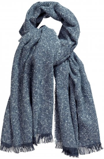 Ulla Popken Fringed Hem Knit Scarf Deep Aqua - Accessoires - 