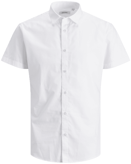 Jack & Jones JOE Shirt Short sleeve Plain Casual White - Hemden - Overhemden Grote Maten Heren
