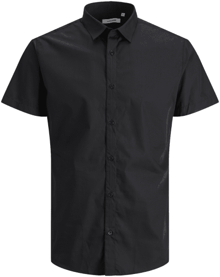 Jack & Jones JOE Shirt Short Sleeve Plain Casual Black - Hemden - Overhemden Grote Maten Heren