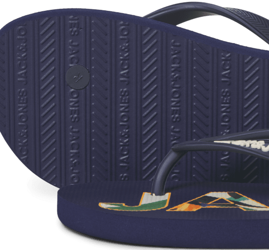 Jack & Jones Logo Palm Print Flip Flop Slippers Medieval Blue - Herenschoenen 40-52 - 