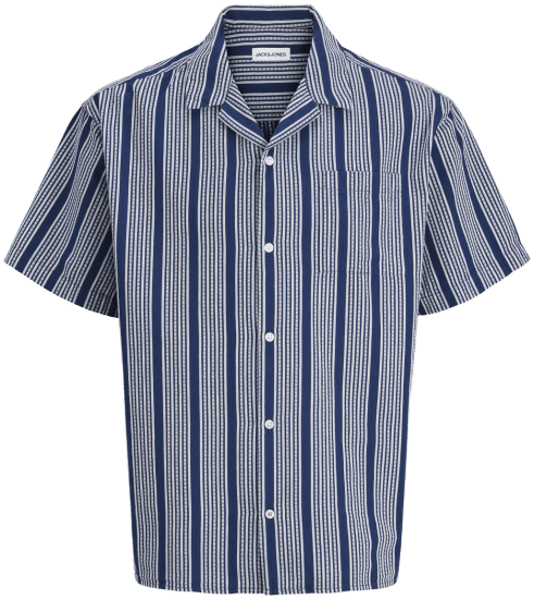 Jack & Jones Edover Resort Short Sleeve Shirt Dark Blue - Hemden - Overhemden Grote Maten Heren