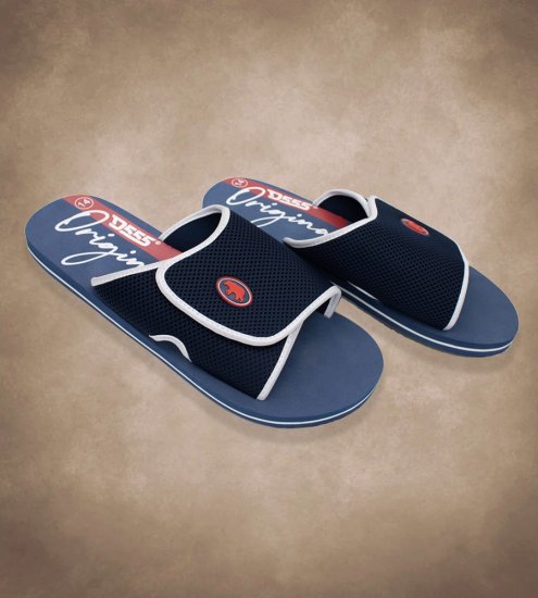D555 DRAKE Slippers With Velcro Fastening Navy - Herenschoenen 40-52 - 