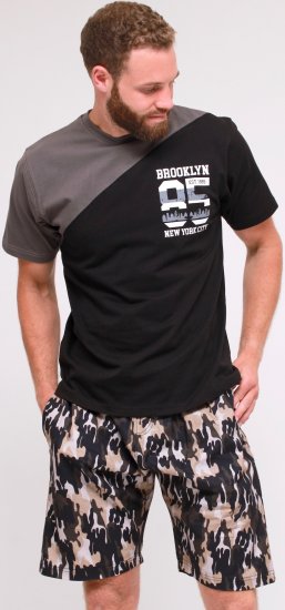 Kam Jeans 5001 'Brooklyn 85' Tee And Short Set Black - T-shirts - Grote Maten T-shirts Heren