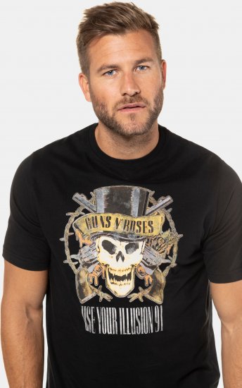 JP1880 Guns N’ Roses Skull Comfort Fit Band T-Shirt Black - T-shirts - Grote Maten T-shirts Heren
