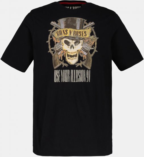 JP1880 Guns N’ Roses Skull Comfort Fit Band T-Shirt Black - T-shirts - Grote Maten T-shirts Heren