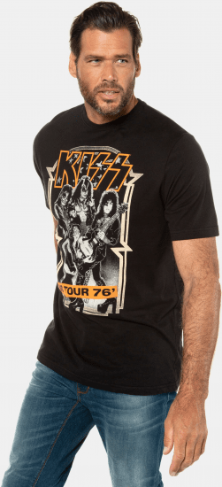 JP1880 KISS Retro Graphic Comfort Fit Band T-Shirt Black - T-shirts - Grote Maten T-shirts Heren