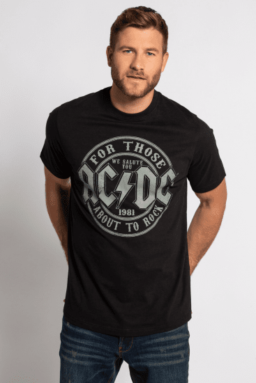 JP1880 AC/DC Graphic Comfort Fit Band T-Shirt Black - T-shirts - Grote Maten T-shirts Heren