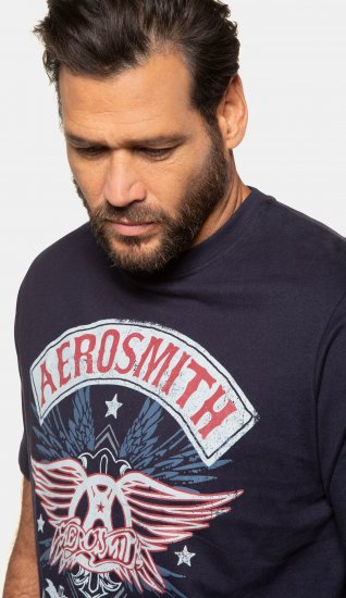 JP1880 Aerosmith Graphic Comfort Fit Band T-Shirt Black - T-shirts - Grote Maten T-shirts Heren