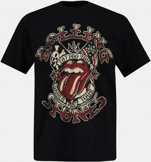 JP1880 Rolling Stones Graphic Comfort Fit Band T-Shirt Black - T-shirts - Grote Maten T-shirts Heren