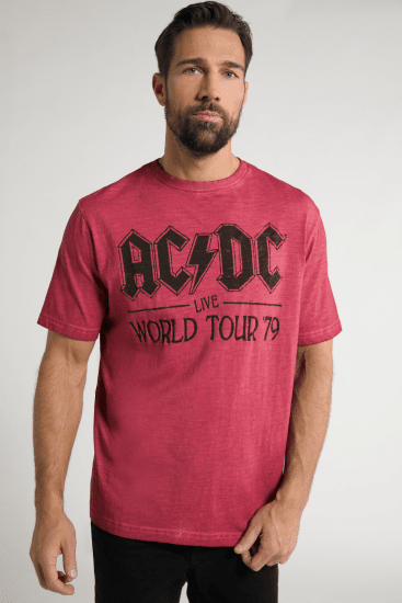 JP1880 AC/DC World Tour Graphic Comfort Fit Band T-Shirt Dark Red - T-shirts - Grote Maten T-shirts Heren