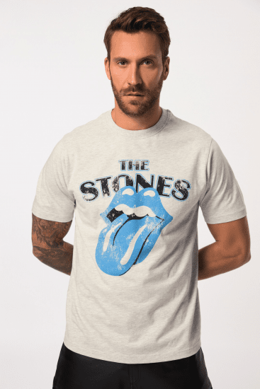 JP1880 Rolling Stones Graphic Comfort Fit Band T-Shirt Light Grey - T-shirts - Grote Maten T-shirts Heren