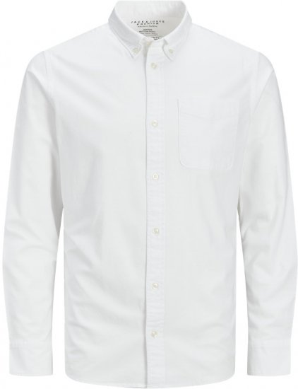 Jack & Jones Brook Oxford Long Sleeve Shirt White - Hemden - Overhemden Grote Maten Heren