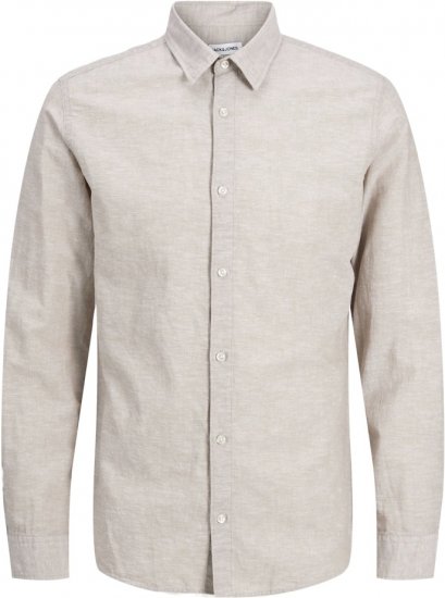 Jack & Jones Breeze Linen Blend Long Sleeve Shirt Crockery - Hemden - Overhemden Grote Maten Heren