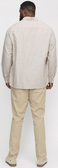Jack & Jones Breeze Linen Blend Long Sleeve Shirt Crockery - Hemden - Overhemden Grote Maten Heren