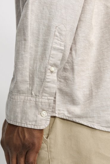 Jack & Jones Breeze Linen Blend Long Sleeve Shirt Crockery - Hemden - Overhemden Grote Maten Heren