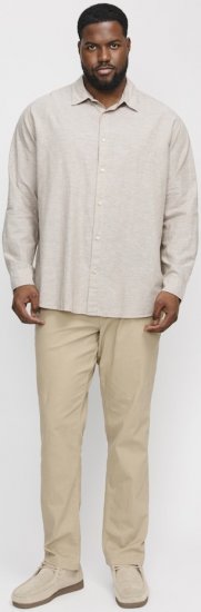 Jack & Jones Breeze Linen Blend Long Sleeve Shirt Crockery - Hemden - Overhemden Grote Maten Heren